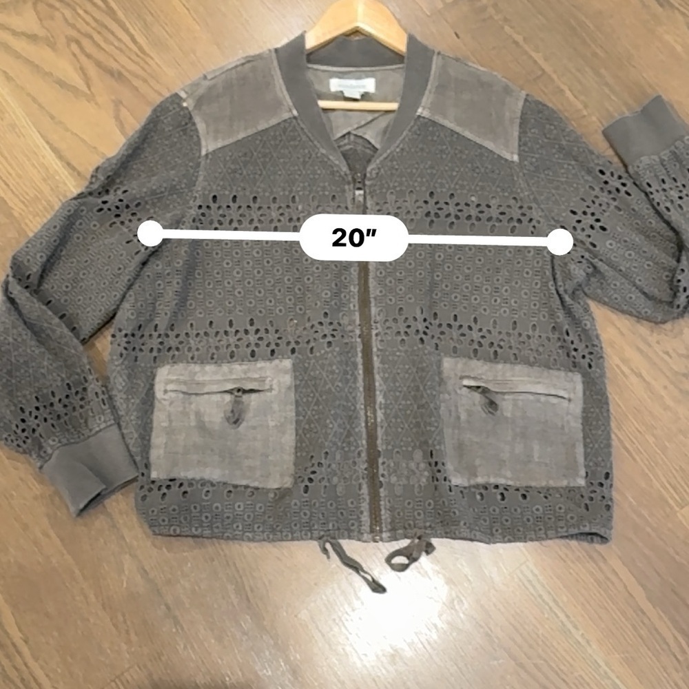 Sundance Embroidered Eyelet Cutout Boho Bomber Jacket size Large L 100% cotton - Picture 7 of 8